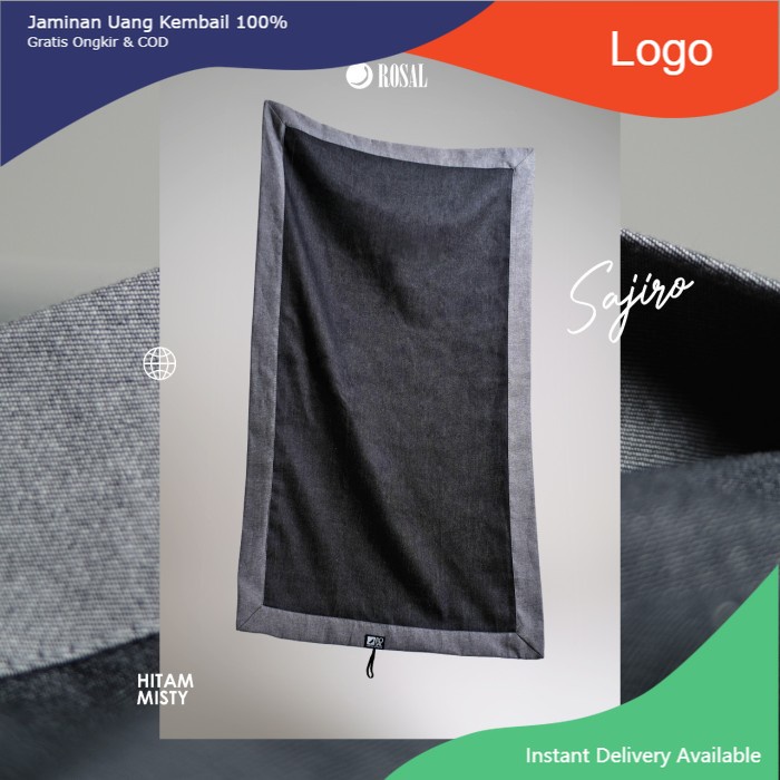 Sajadah Polos Jeans ROSAL Tipis dan Ringan - Hitam