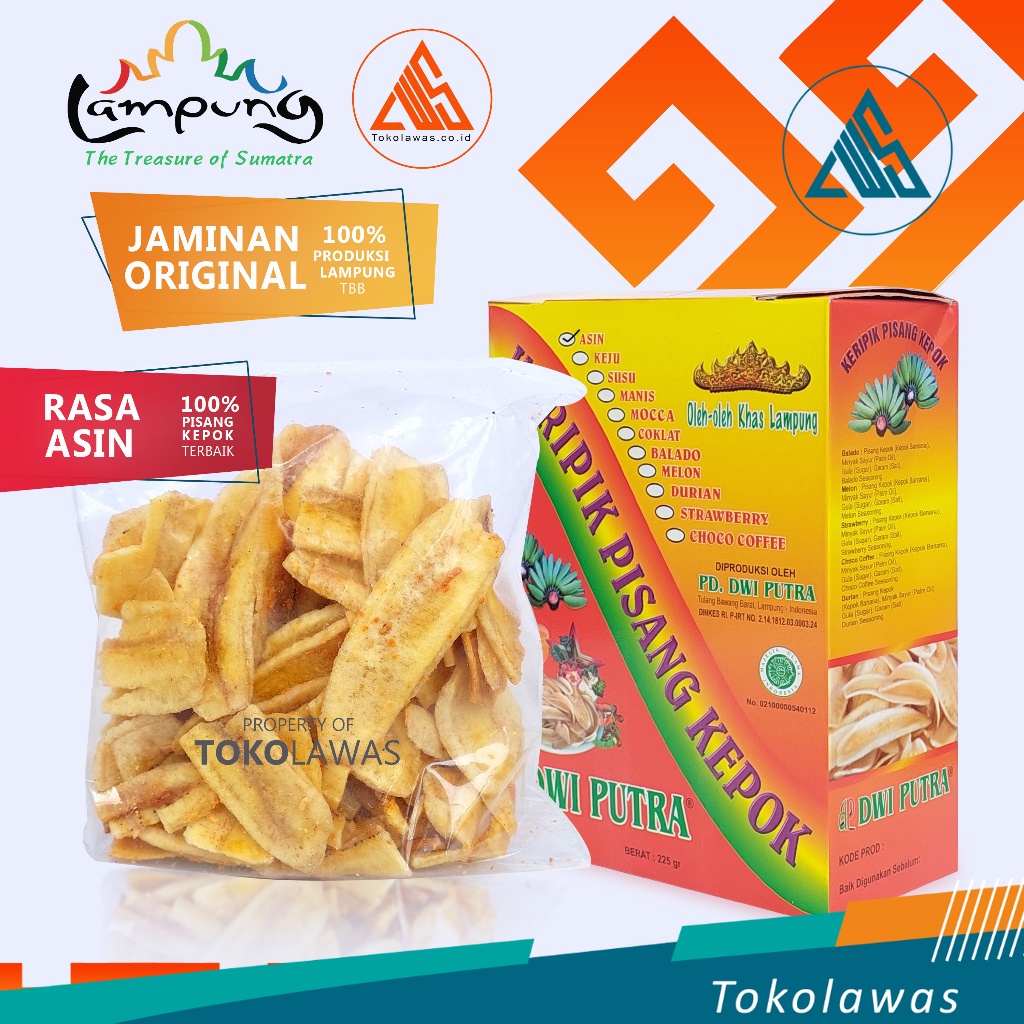 

KERIPIK PISANG Kepok Asin Gurih Asli Khas Lampung Dwi Putra Aneka Rasa 225 GR