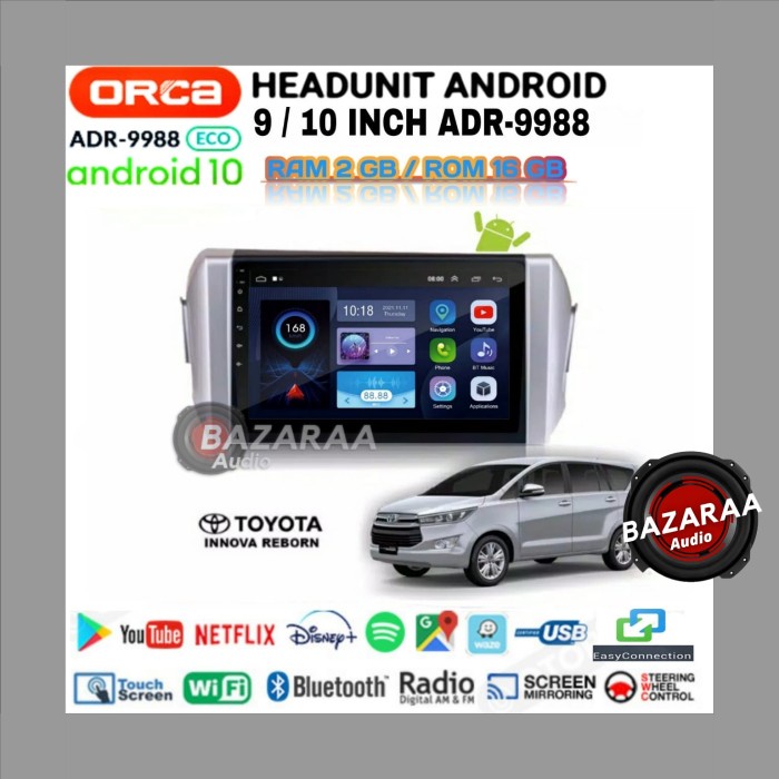 Head Unit Android ORCA ECO 9/10 Inch INNOVA REBORN + Socket PNP
