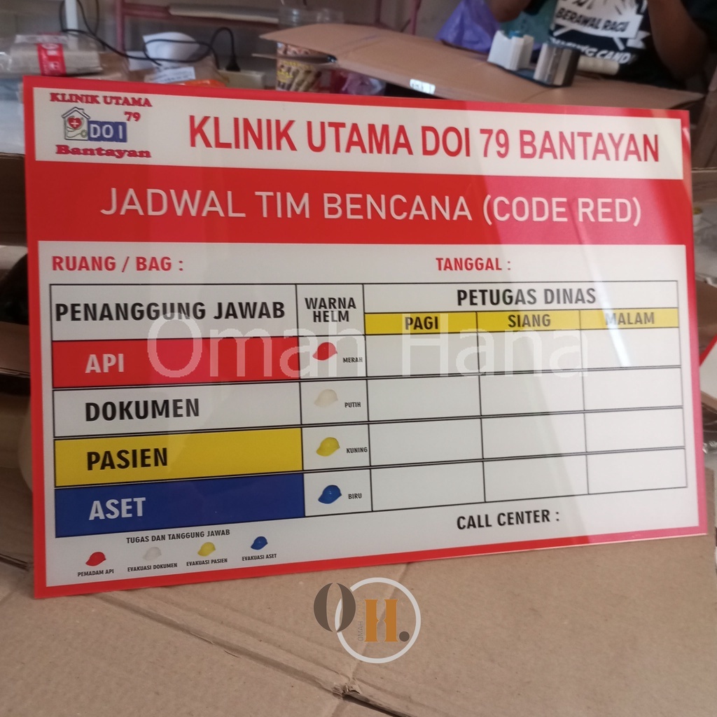 

Akrilik Code Red Jadwal Tim Bencana Custom - Papan Siaga Bencana Custom - Papan Red Code Custom
