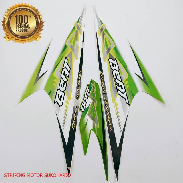 (ORI) striping honda beat karbu 2011 2012 hijau  putih kualitas original