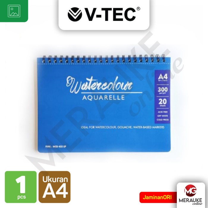 

V-TEC Watercolor Book Spiral 300gsm Cold Press WCB-432SP A4