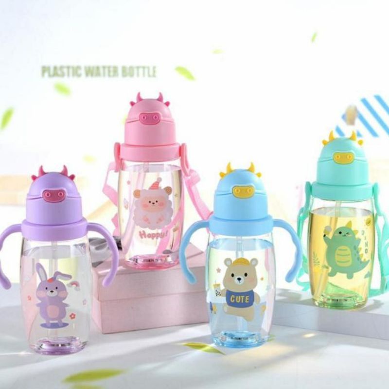 COD Botol Minum Anak Lampu LED Lucu 550 ml + Tali