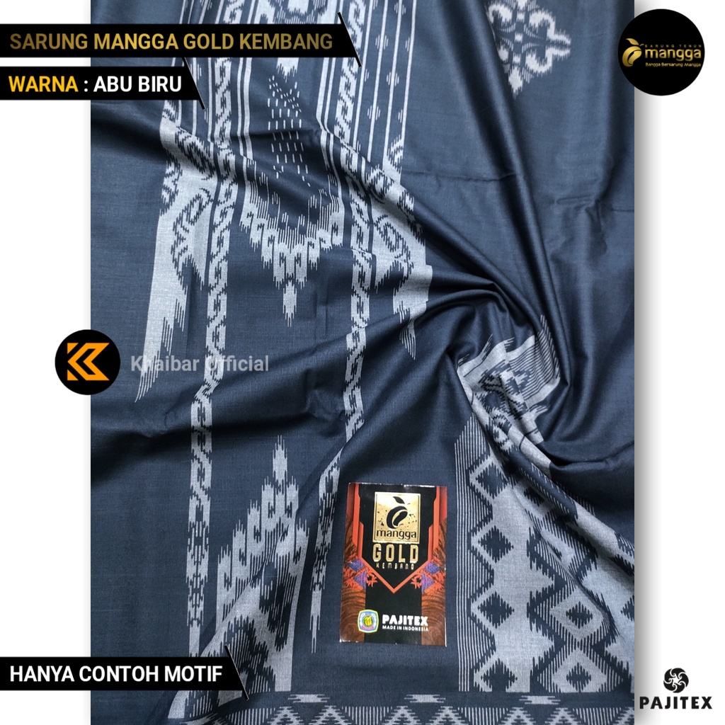 Sarung Mangga Gold Kembang ABU BIRU Dewasa Sarung Santri Muslim Pria Motif Kembang Khusus Warna Abu 