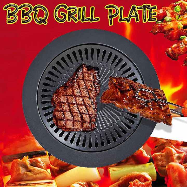 GRILL PAN 32CM Panggangan BBQ Bulat Drip Pan Plate Anti Lengket Alat Pemanggang Daging Ala Korea Smokeless Kompor Portable Alas Panggang Serbaguna [LMR-S] BISA COD TERMURAH