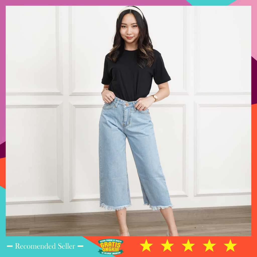 Celana Kulot Jeans Wanita Murah Style Korea Kekinian / Celana Panjang 7/9 Highwaist Hw Kulot Non Str