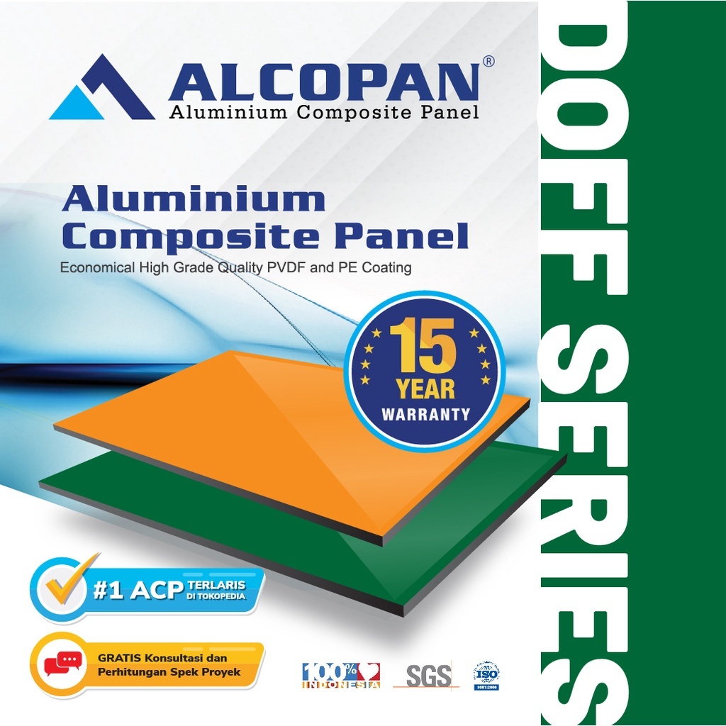 ACP Alcopan Doff Series PE 4mm x1220x2440 Alumunium Composite Panel / Dinding Alumunium Dekorasi Ter