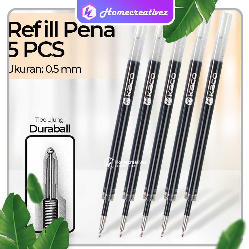 

Kaco Isi Refill Pena Pulpen Gel 0.5mm Tinta Hitam 5PCS for KACO Turbo - K1618