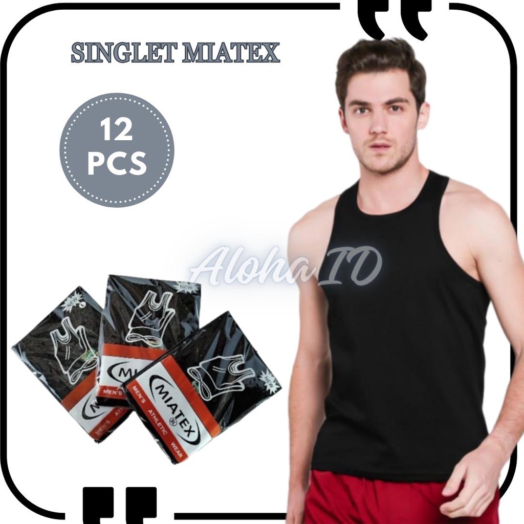 12 PCS SINGLET HITAM PRIA DEWASA DAN REMAJA - KAOS DALAM PRIA LUSINAN - SINGLET NUTEX HITAM SATU LUS