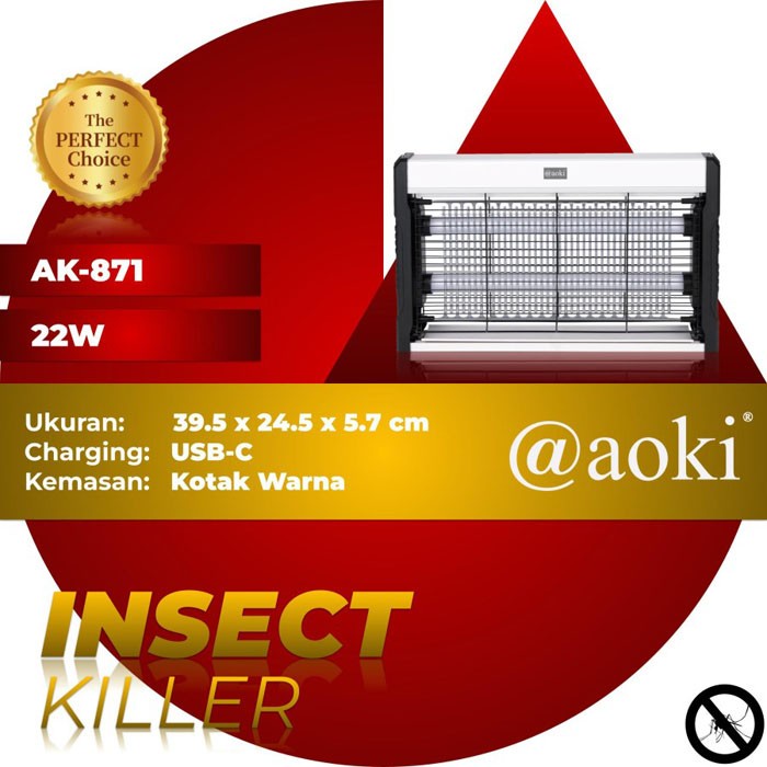 Aoki AK-871 Mosquito Killer Lamp UV Perangkap Nyamuk Lalat 22 Watt
