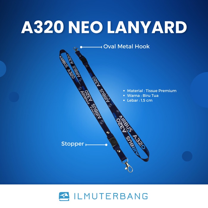 

Lanyard / Tali ID Card A320 NEO Premium 2 Sisi Ilmuterbang Navy