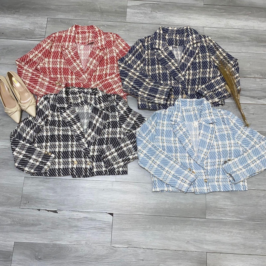 Beefashion88 NJ003 Baju Top Blazer Premium | Atasan Long Square Atasan Kerah Rajut Korean Kaos Rajut