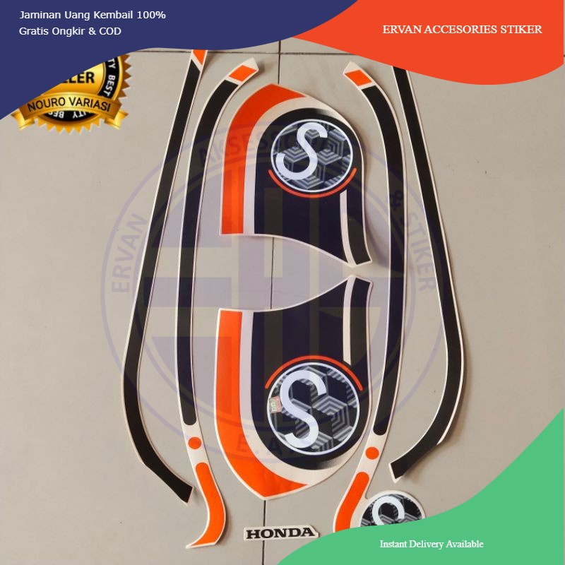 stiker striping motor honda scoopy 2021 cream list body standar