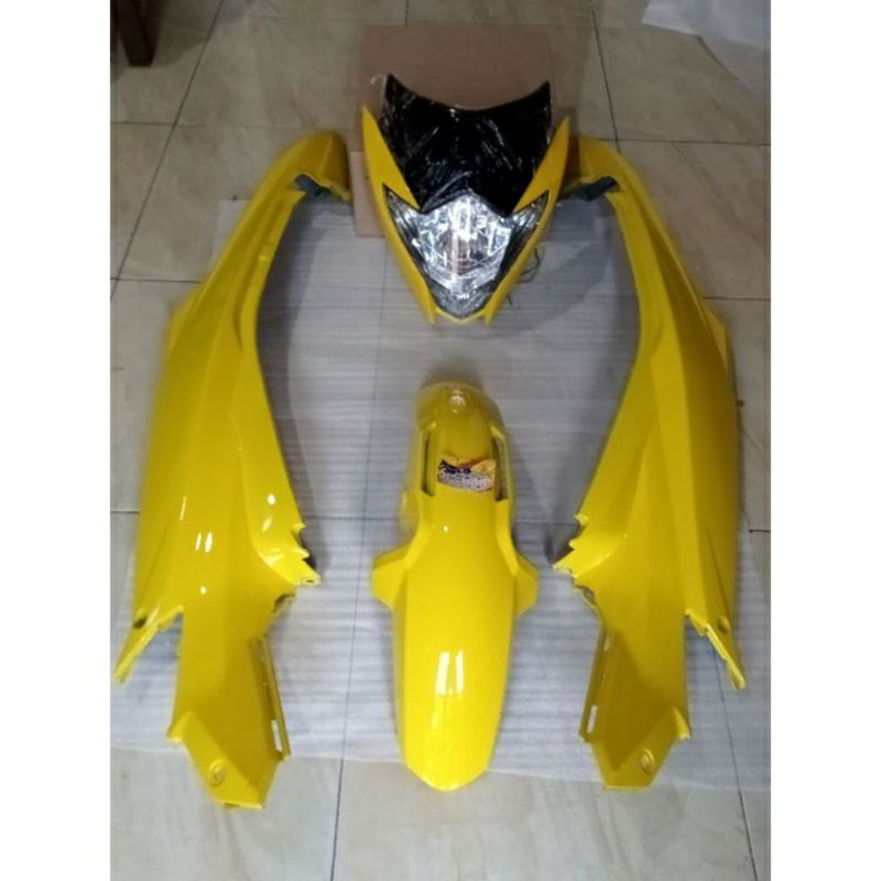 BISA COD TERMURAH COVER BODY SATRIA FU FL FACELIFT KEPALA+BODY+SPACKBOR DPN WARNA KUNING LEMON SATRI