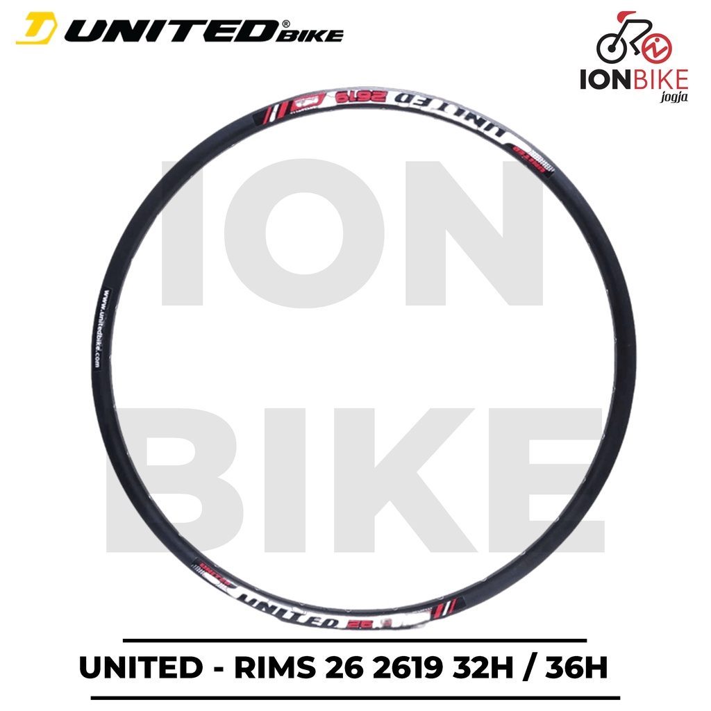 Velg Rim Rims United 2619 26 inch 32H 36H 32 36 Hole Sepeda MTB Alloy Ringan Satuan Per PCS 925B DS6
