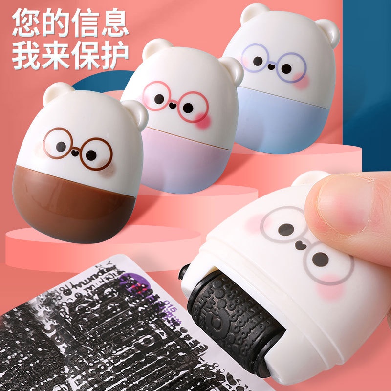 

(Nova) CUTTER STAMP ROLLER 2 IN 1 / PENUTUP RESI MINI BERUANG LUCU/ PELINDUNG IDENTTITAS