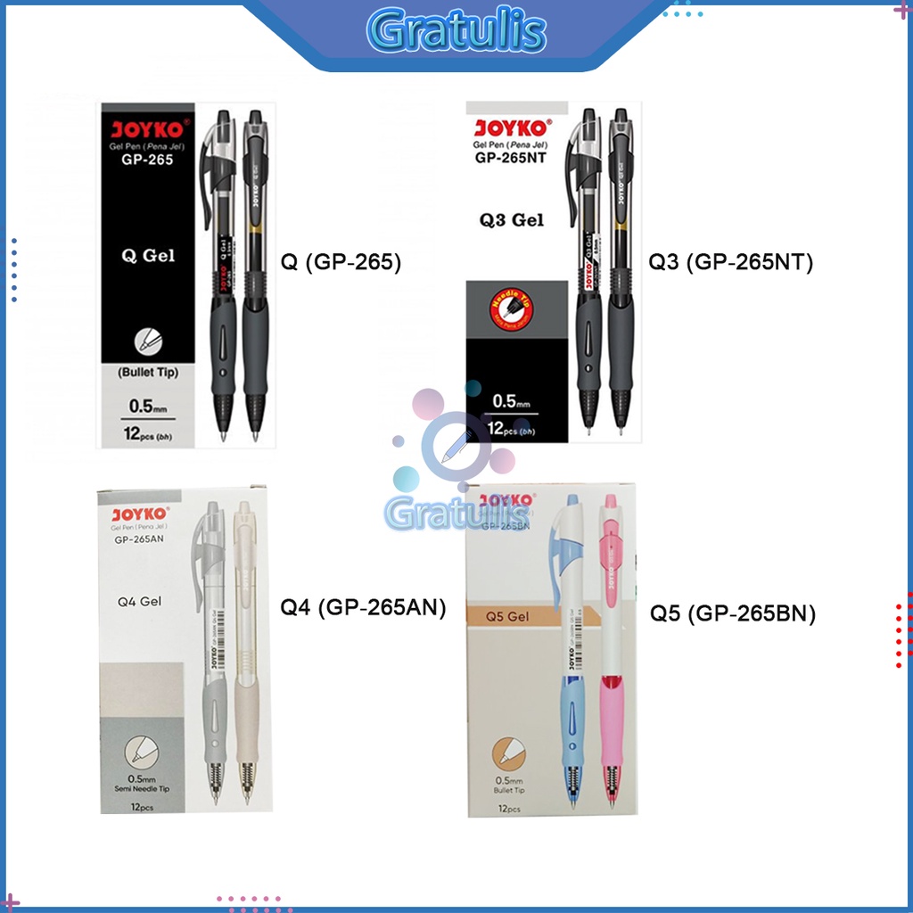 

PULPEN GEL JOYKO [1 PACK/12PCS] / BOLPEN BALLPOINT BALL PEN / PENA JEL Q GEL GP-265 Q3 GP-265NT Q4 GP-265AN Q5 GP-265BN
