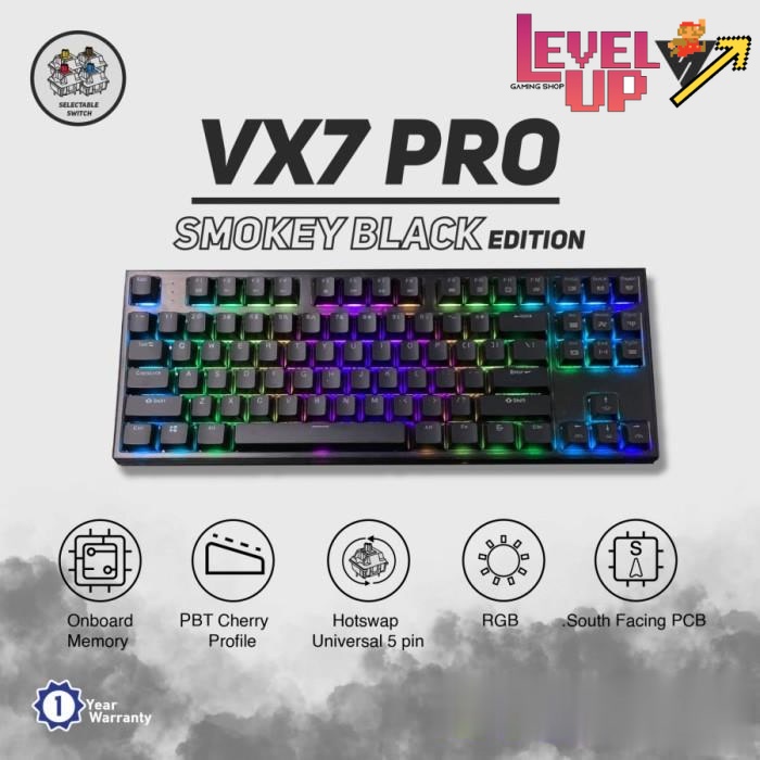Vortex Series VX7 Pro Smokey RGB Hotswap Mechanical Gaming Keyboard