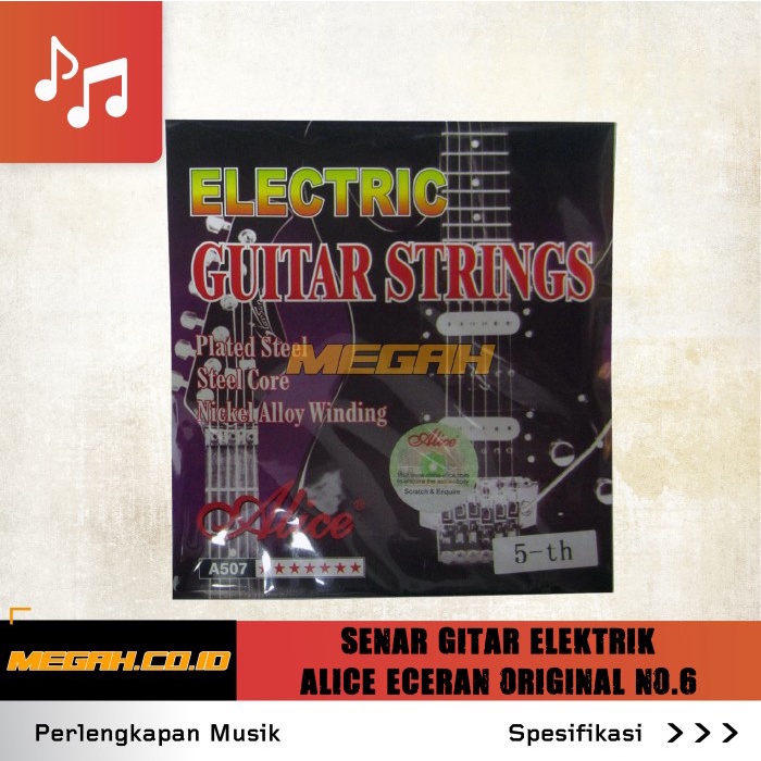 Senar Gitar Listrik Alice / SENAR GITAR ELEKTRIK ALICE ECERAN ORIGINAL NO.6 SG105