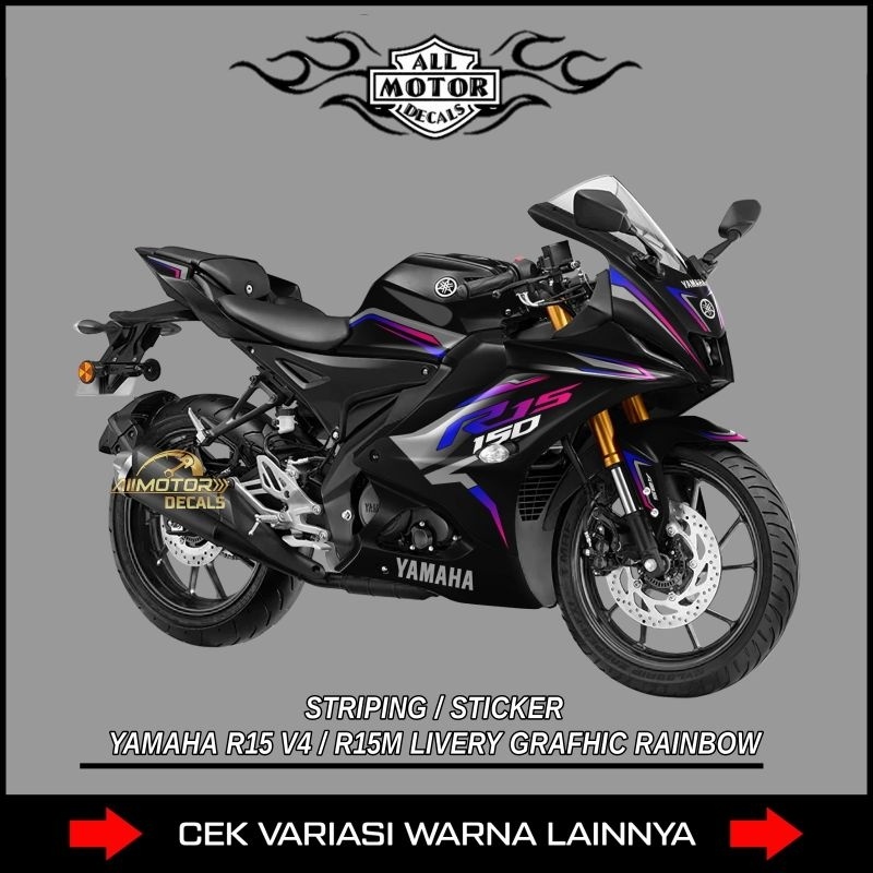 Striping Yamaha R15 V4/R15M Livery Grafhic Rainbow / Striping Motor R15M Motif Grafis Pelangi / Deca