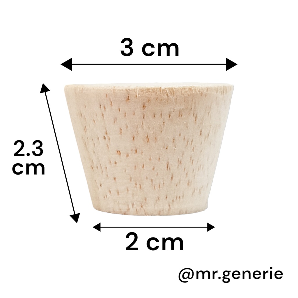 Mr.Generie Wood Cap 30x20x23 mm / tutup botol kayu Alba / murni kayu coklat muda / botol kaca wine /