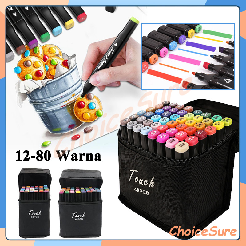 

Warna Sketsa Spidol Umum / 12-80 Warna Dual Side Fine Art Brush Pen Animation