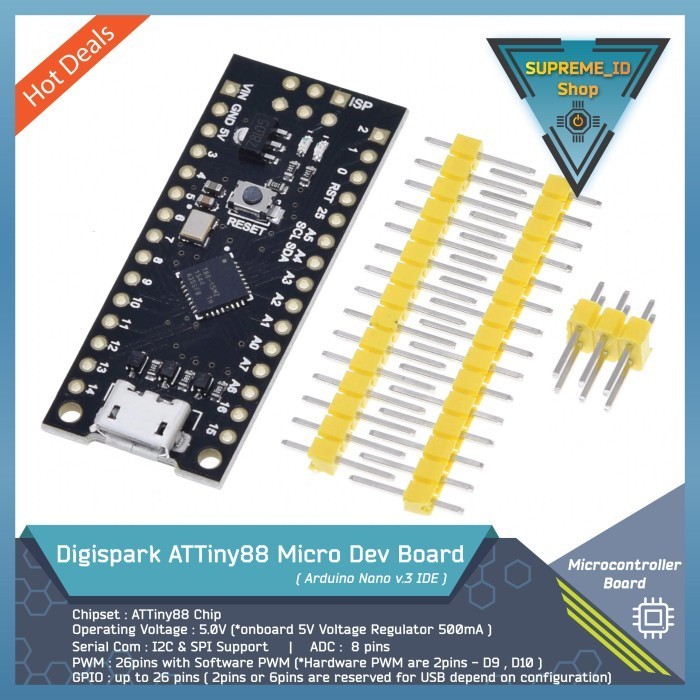 Digispark ATtiny88 Micro Development Board with Arduino Nano v.3 IDE