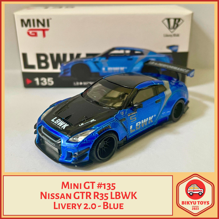 Mini GT 135 LBWK Livery 2.0 Blue Nissan GTR R35 LB WORKS Liberty Walk MiniGT