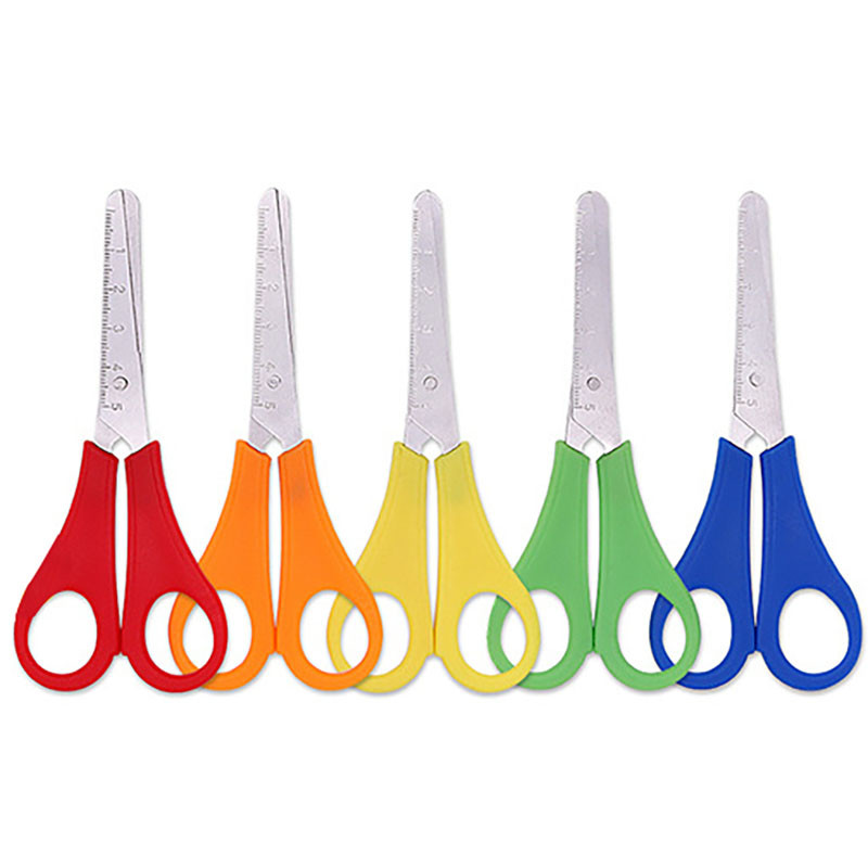 

Dobeli Round Head Stainless Steel Student Children's Shear Household DIY Handmade Paper Cutter Safety Ruler Scissors with Scale