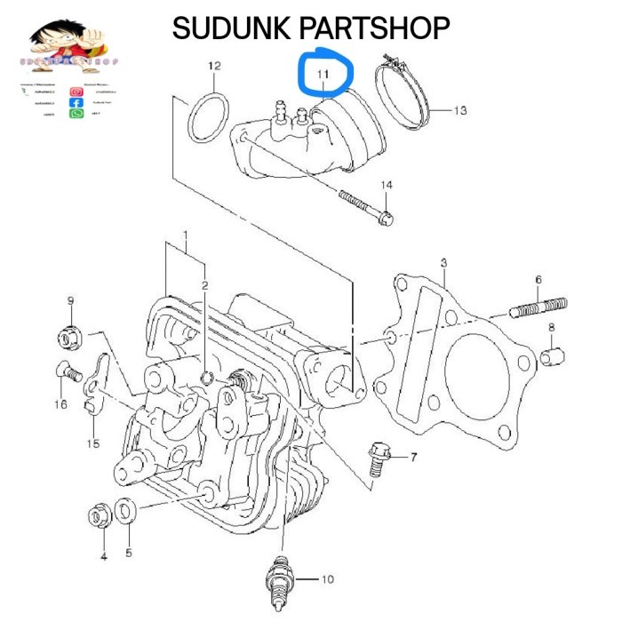intake karbu manifold karbu suzuki skywave 125 hayate original sgp