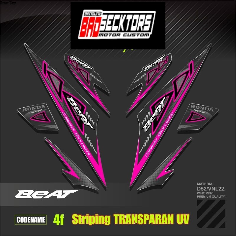Decal Sticker Striping Variasi Transparan Uv Beat Karbu Motif Ori 2012/2013 Beat Carburator Transpar