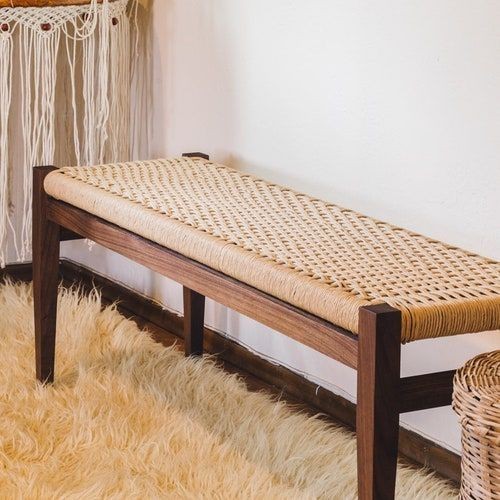 Bench Rotan, Kursi Bench Kayu Jati Kombinasi Rotan,    Kursi Bangku