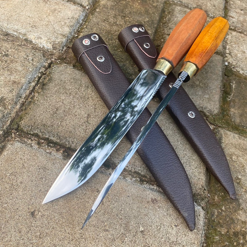 BP - pisau daging super tebal 7 mm asli baja putih anti karat tanpa sarung