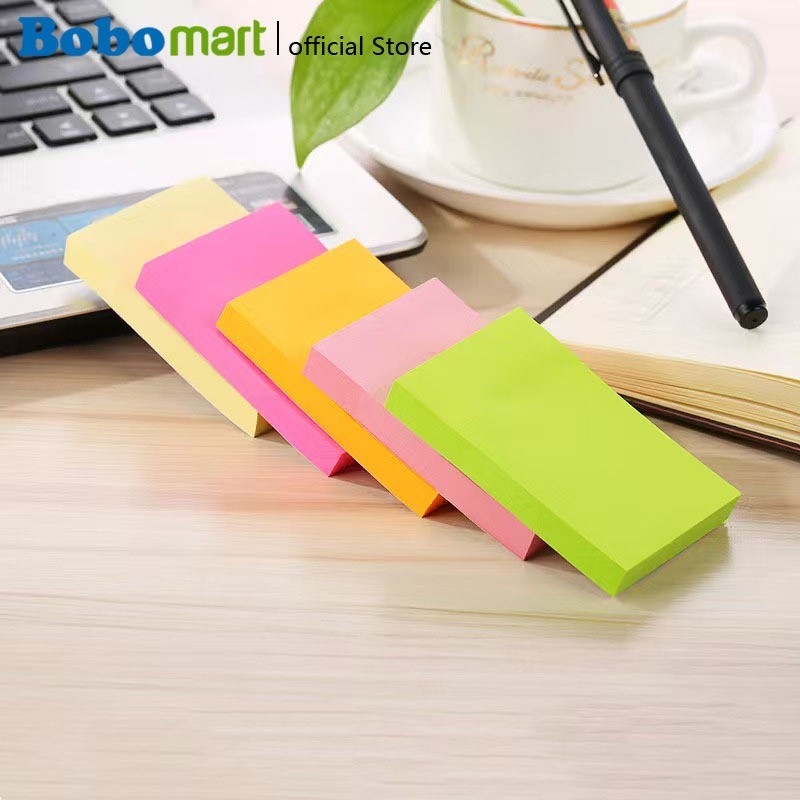 

BOBOMART JXINB2 1 SET 100 LEMBAR STIKER MEMO 3" x 2" WARNA WARNI STICKY NOTES MURAH