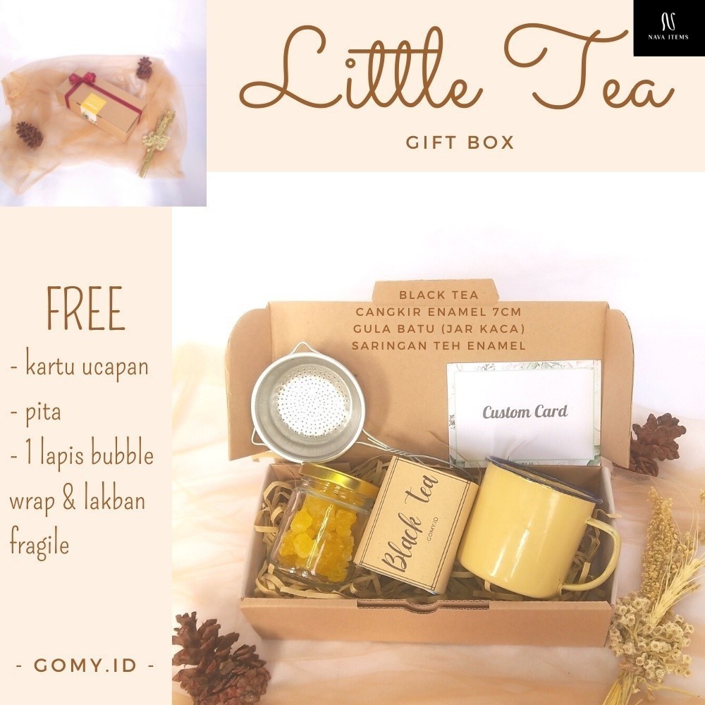 

LITTLE TEA gomy.id wedding gift box hampers kado souvenir hadiah lebaran idul fitri pernikahan nikahan perkawinan ulang tahun wedding teh hitam melati gula batu murah unik terjangkau lucu estetik aesthetic kado pernikahan hampers wedding