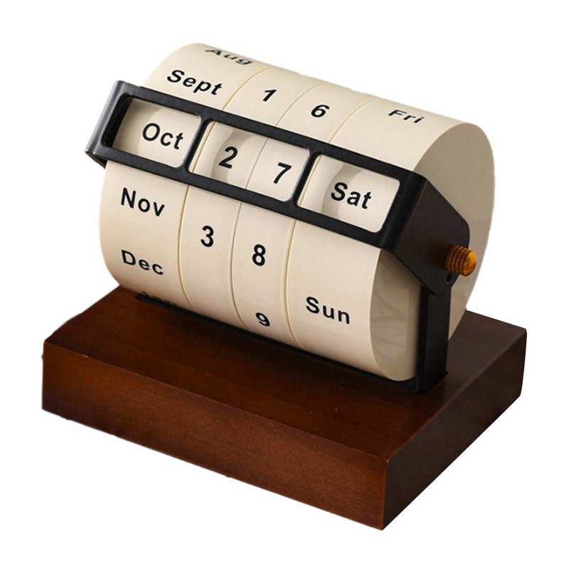 

Calendar Wooden Wheel Calendar Home Office Desktop Ornaments Date Display Decorative Gift