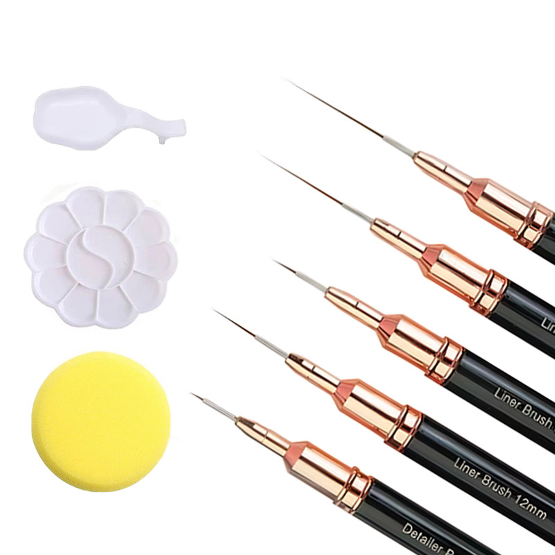 

8pcs/set Nail Art Brush Set for Precision Detailing, Striping, and Flower Painting with UV Gel Polish - Sizes 4/8/12/20/25mm