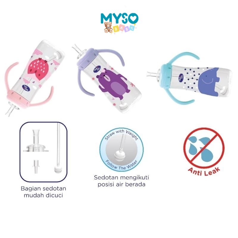 Baby Safe Botol minum susu bayi dengan sedotan dot pemberat 250ml JS09 Bottle weighted straw