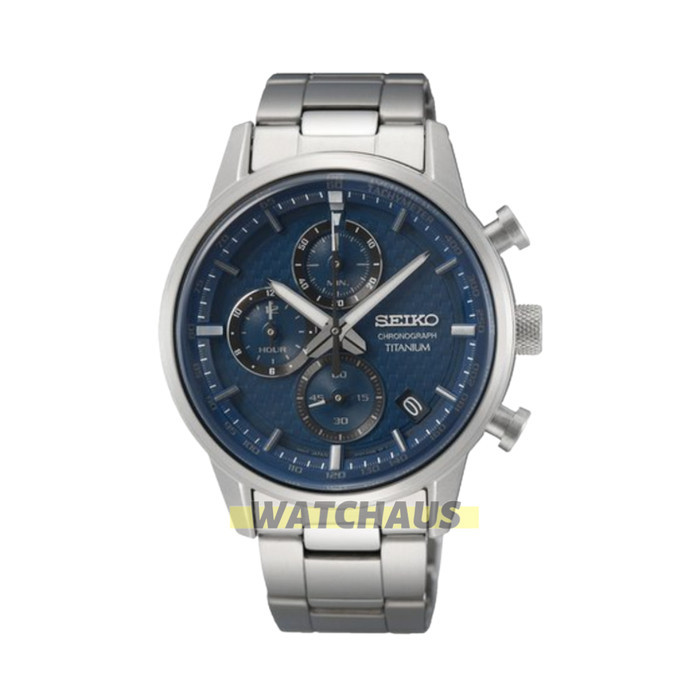 JAM TANGAN PRIA SEIKO SSB387P1 CHRONOGRAPH TITANIUM STAINLESS STRAP SILVER BLUE