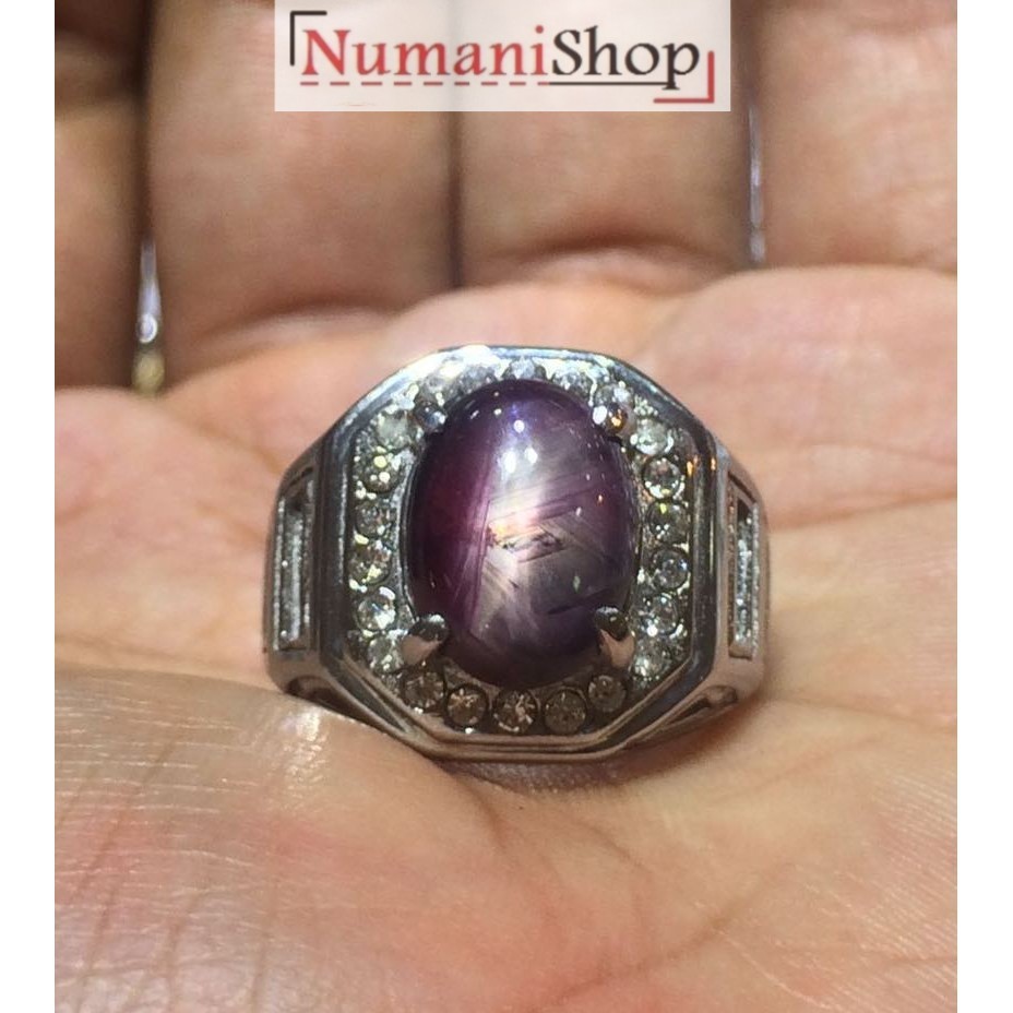Cincin Titanium Batu Natural Ruby Star HQ