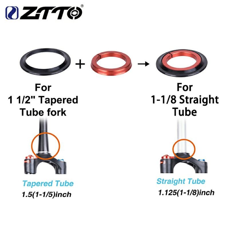 ZTTO Headset Premium 44mm 55mm 44-55mm Full Sealed Bearing Loncer dengan Reducer Adaptor untuk Fork 