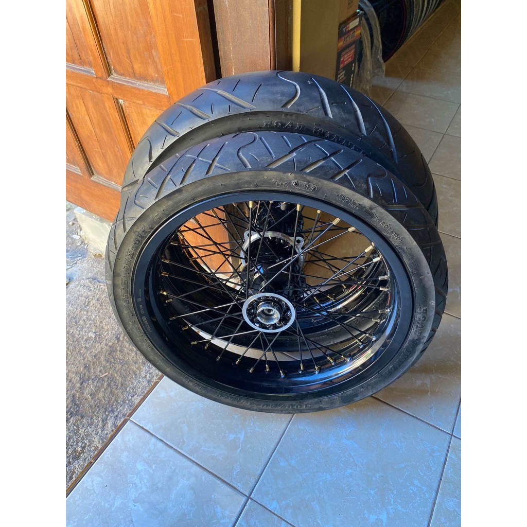 BIG SALE whellset rodaset supermoto klx dtracker ukuran 300/350 ring 17 velg rossi tromol freeday ru