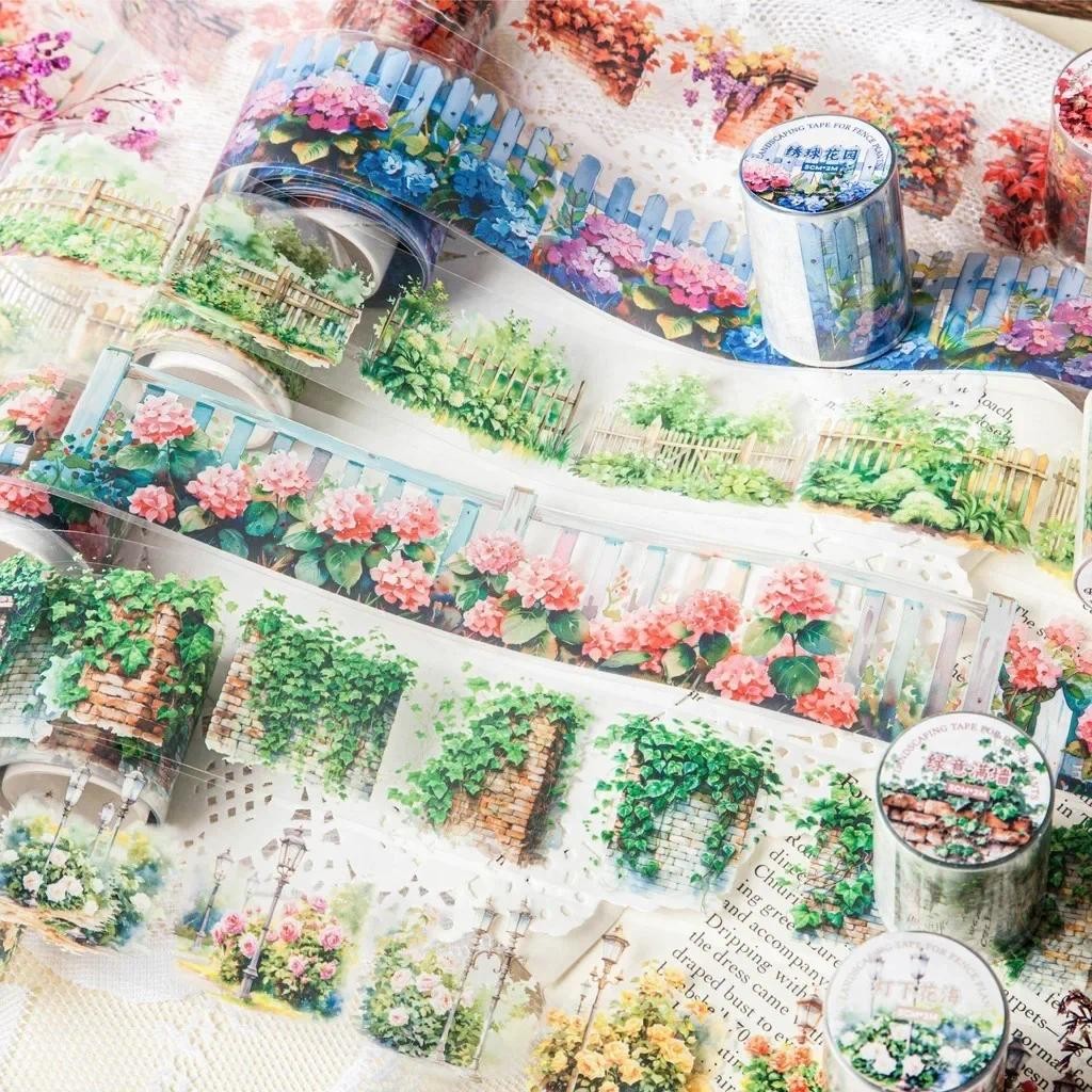 

50mm*2m Fence Plant Series Decor Tapes for Junk Journal Waterproof PET DIY Scrapbooking Collage Photo Album Stationery