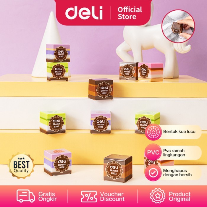 

BOBOMART X Deli Multi-flavor cake eraser design penghapus kue EH302