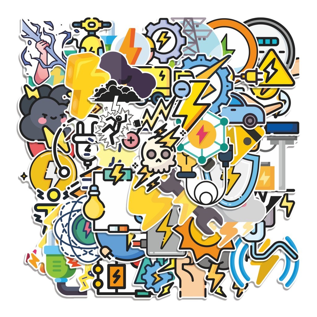 

COD 50 Pcs Stiker Elemen Listrik (Electric) Lucu Anti Air Untuk Dekorasi Notebook Sepeda Skateboard Handphone