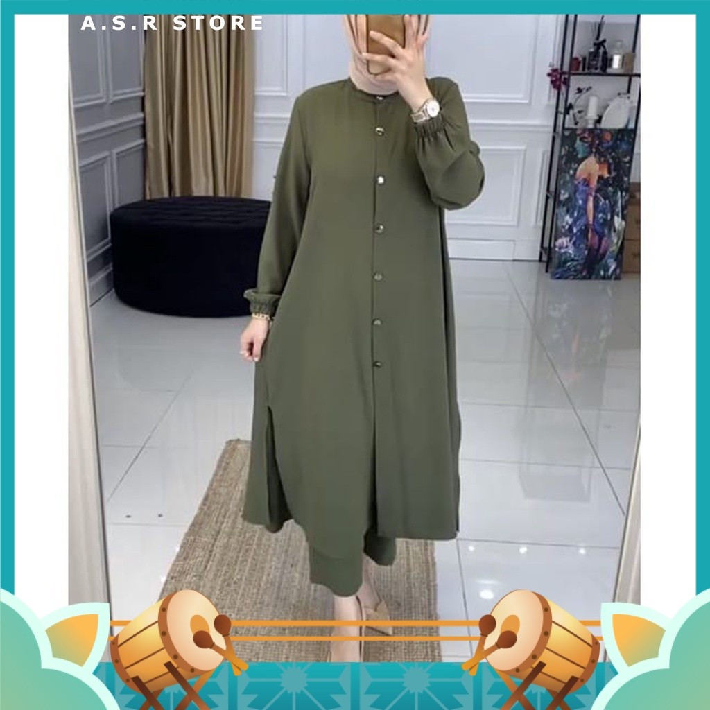 Tunik Murah Keren Style Korean Muslimah Lebaran Idul Fitri / ONE SET GOLDISH DAILY BUSUI LONG TUNIK 