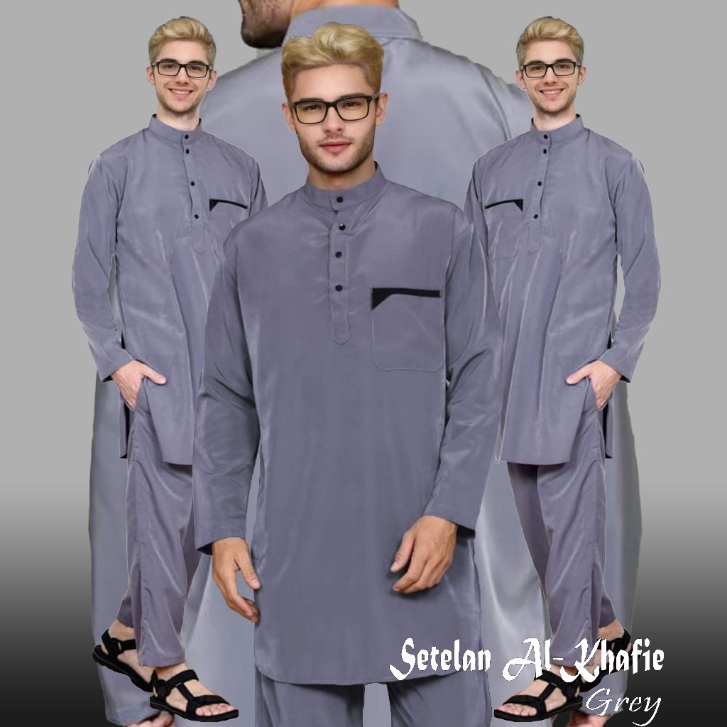 new koko setelan polos lengan panjang - baju kurta pakistan set celana - koko pria dewasa