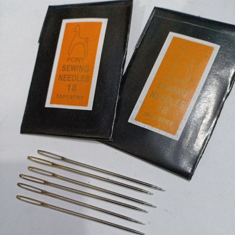Jarum sulam pita pony sewing needles no18 / jarum kristik tumpul / Alat jahit