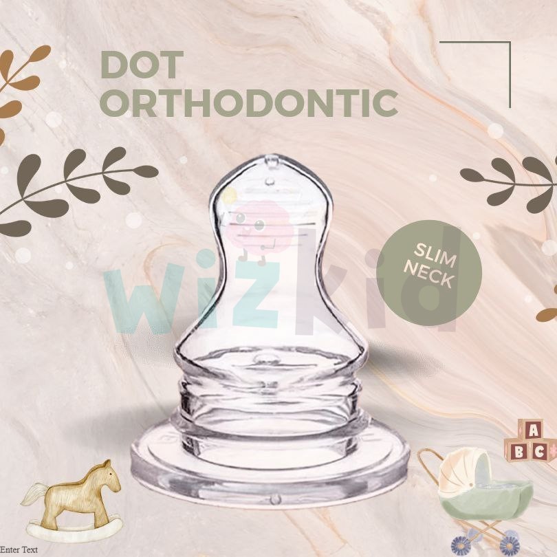 Dot bayi gepeng karet dot silikon botol susu orthodontic slim neck gepeng