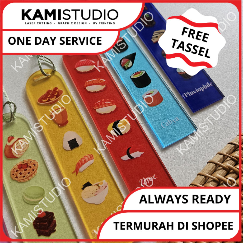 

BOOKMARK MAKANAN EDITION/ FOOD/ SUSHI CAKE FOODIES VLOGGER/ PEMBATAS BUKU NOVEL / UCAPAN CUSTOM PADA PEMBATAS BUKU / KADO CUSTOM / KADO GRADUATION / KALO ULANG TAHUN / KADO TEMAN DEKAT / BOOK DIVIDER / BOOKMARK / ACRYLIC BOOK MARK / PEMBATAS NOVEL AKRILIK